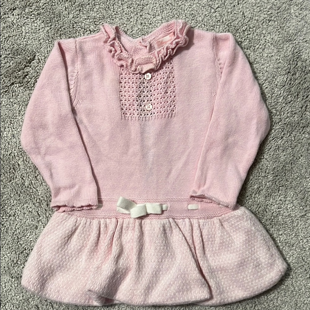 Pink Long Sleeve Baby Dress with Bow